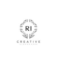 ri lettre initiale fleur logo modèle vecteur art vectoriel premium