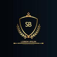 lettre sb initiale avec modèle royal.élégant avec vecteur de logo de couronne, illustration vectorielle de lettrage créatif logo.