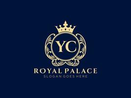 lettre yc logo victorien de luxe royal antique avec cadre ornemental. vecteur