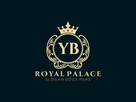 lettre yb logo victorien de luxe royal antique avec cadre ornemental. vecteur