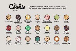 pack d'icônes de menu de desserts aux biscuits vecteur