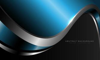 courbe métallique bleue abstraite avec ligne argentée sur vecteur de fond futuriste de luxe moderne design gris foncé