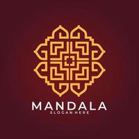 logotype de marque, modèle de logo de mandala de fleurs décoratives abstraites, signe de logo tourbillonnant dans un style arabe ornemental, création de logo floral minimaliste pour boutique, spa, yoga, méditation vecteur