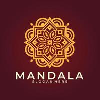 logotype de marque, modèle de logo de mandala de fleurs décoratives abstraites, signe de logo tourbillonnant dans un style arabe ornemental, création de logo floral minimaliste pour boutique, spa, yoga, méditation vecteur