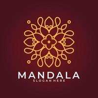 logotype de marque, modèle de logo de mandala de fleurs décoratives abstraites, signe de logo tourbillonnant dans un style arabe ornemental, création de logo floral minimaliste pour boutique, spa, yoga, méditation vecteur