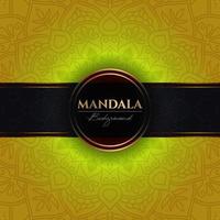 modèle de fond de vecteur de luxe avec des éléments ethniques de mandala floral, fond jaune ornemental arabesque