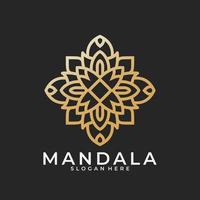 logotype de marque, modèle de logo de mandala de fleurs décoratives abstraites, signe de logo tourbillonnant dans un style arabe ornemental, création de logo floral minimaliste pour boutique, spa, yoga, méditation vecteur