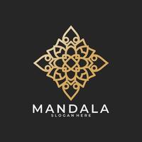 logotype de marque, modèle de logo de mandala de fleurs décoratives abstraites, signe de logo tourbillonnant dans un style arabe ornemental, création de logo floral minimaliste pour boutique, spa, yoga, méditation vecteur