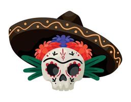 crâne de mariachi mexicain vecteur