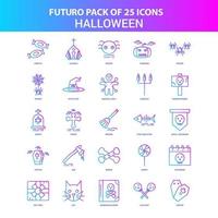 25 pack d'icônes futuro halloween bleu et rose vecteur