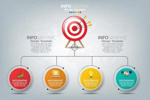 cible de modèle infographique avec quatre éléments vecteur