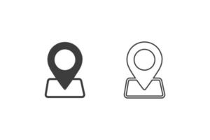 icônes de pointeur d'emplacement design plat ou icônes de pointeur d'emplacement. 2 styles d'icônes de pointeur de localisation isolés sur fond blanc. vecteur