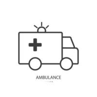 icône de la ligne noire d'ambulance isolée sur fond blanc. illustration vectorielle. vecteur