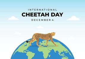 fond de la journée internationale du guépard célébrée le 4 décembre. vecteur