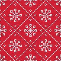 pull de noël rouge et blanc tricoté motif losange flocon de neige vecteur