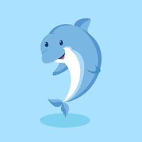 illustration de conception de personnage de dauphin mignon vecteur