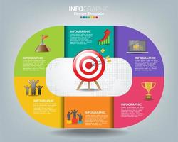 cible avec icônes et texte, modèle infographique. vecteur