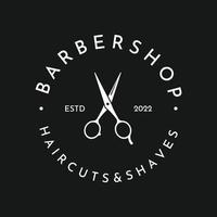 création de logo de modèle de ciseaux de salon de coupe de cheveux classique créatif et simple isolé sur fond noir et blanc.pour les entreprises, salon de coiffure, salon, beauté. vecteur
