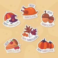 Thanksgiving drôle stickers vecteur