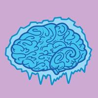 un dessin d'illustration vectorielle de gel du cerveau. conception funky avec illustration plate de dessin animé pour illustrer le gel du cerveau avec de la glace après avoir mangé un aliment très froid en peu de temps. vecteur