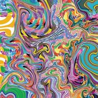 art de fond tourbillonnant ondulé trippy avec des couleurs arc-en-ciel aléatoires fond d'écran vectoriel en forme de carré