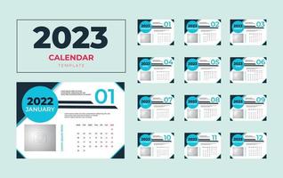 conception de calendrier 2023, modèle de calendrier 2023, conception de calendrier 12 pages 2023, conception de calendrier de bureau 2023 vecteur