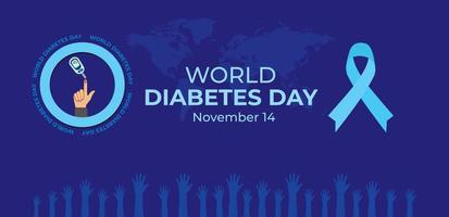 journée mondiale du diabète. 14 novembre. concept de ruban de la journée du diabète. modèle pour le fond, la bannière, la carte, l'affiche. illustration vectorielle. vecteur