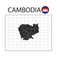 carte du pays du cambodge avec le drapeau de la nation vecteur