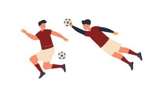 vecteur illustré de joueurs de football plats