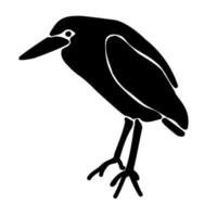 silhouette d'oiseau, vue latérale d'un oiseau debout avec des ailes repliées vecteur