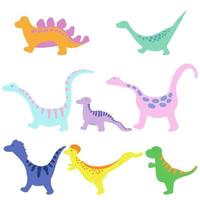 ensemble de dinosaures en style cartoon, mignons reptiles doodle pour la conception vecteur