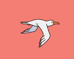 illustration de dessin animé de mouette volante vecteur