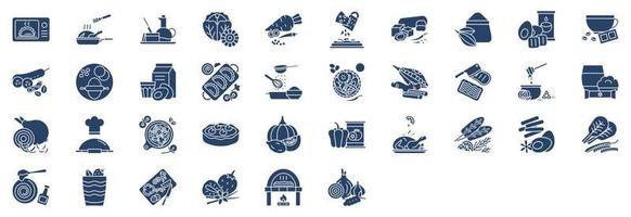 collection d'icônes liées aux recettes et aux ingrédients, y compris des icônes comme la cuisson, le café, la tarte à la citrouille, la pizza et plus encore. illustrations vectorielles, ensemble parfait de pixels vecteur