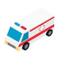 icône 3d isométrique d'ambulance vecteur