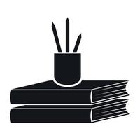 icône noire de livres vecteur