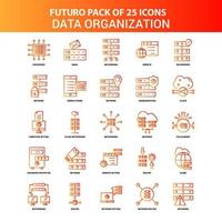 jeu d'icônes d'organisation de données orange futuro 25 vecteur