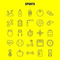 icône de ligne de sport pour l'impression web et le kit uxui mobile tel que le basket-ball basket-ball jeu de balle sport prix médaille pictogramme pack vecteur