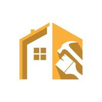 logo de réparation à domicile avec outils de maintenance et concept de construction de maison vecteur