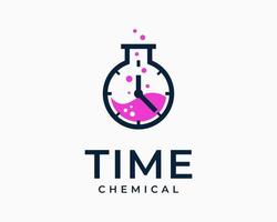 gobelet science laboratoire verre chimie chimique scientifique horloge temps chronomètre intelligent vecteur logo création