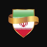 vecteur de conception d'insigne d'or drapeau iran