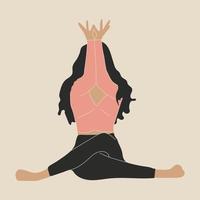 femme pratiquant le yoga et la méditation.fille dans l'exercice de pose de namaste. Bienfaits de la méditation pour le corps et l'esprit. illustration vectorielle vecteur