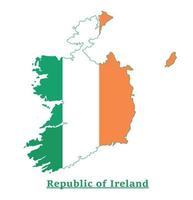 conception de la carte du drapeau national de l'irlande, illustration du drapeau de la république d'irlande à l'intérieur de la carte vecteur