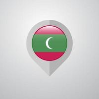 pointeur de navigation de carte avec le vecteur de conception du drapeau des maldives