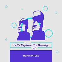 explorons la beauté des statues moai île de pâques chili monuments nationaux vecteur