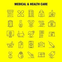 icône de ligne médicale et de soins de santé pour l'impression web et le kit uxui mobile tel que flacon laboratoire médical hôpital drapeau soins de santé hôpital médical pictogramme pack vecteur