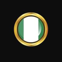 drapeau nigéria bouton doré vecteur