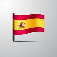 espagne agitant le vecteur de conception de drapeau brillant