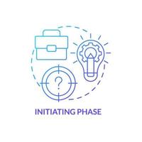 icône de concept de dégradé bleu de phase d'initiation. démarrage des processus métier. illustration de la ligne mince de l'idée abstraite de gestion de projet. dessin de contour isolé. vecteur