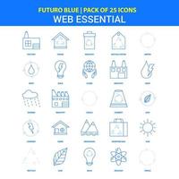pack d'icônes futuro bleu 25 icônes web essentielles vecteur