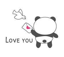 panda mignon t'aime illustration vectorielle de carte vecteur